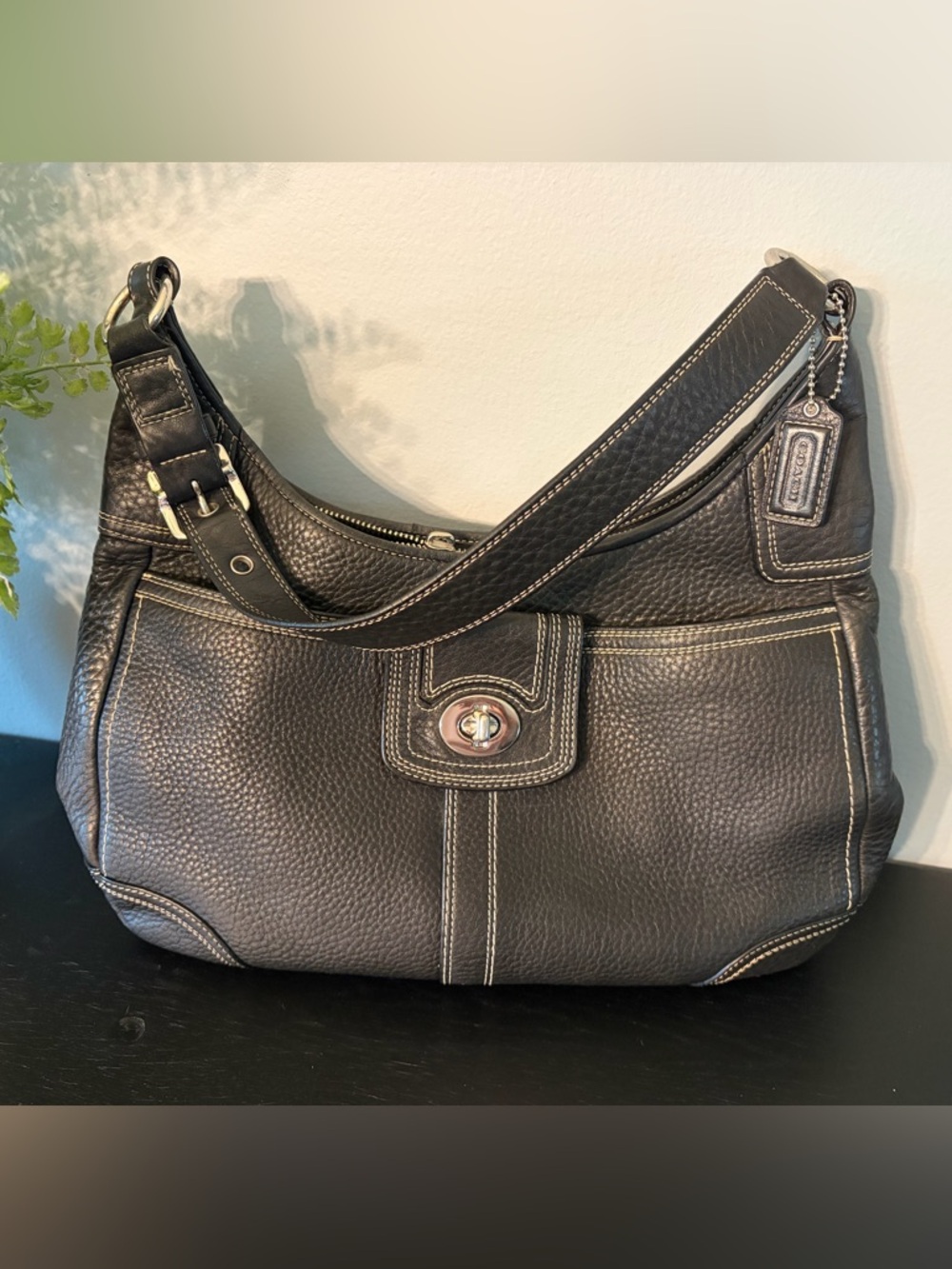 Coach Pebbled Leather Hobo Bag